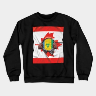 St Vincent And The Grenadines Flag Canadian Flag Ripped - Gift for Saint Vincentian From St Vincent And The Grenadines Crewneck Sweatshirt